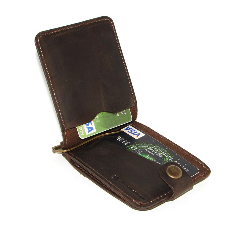 Шкіряний Затиск для Грошей DNK Leather Затиск-H з монетником коричневий Шкіряний Затиск для Грошей DNK Leather Затиск-H з монетником коричневий
